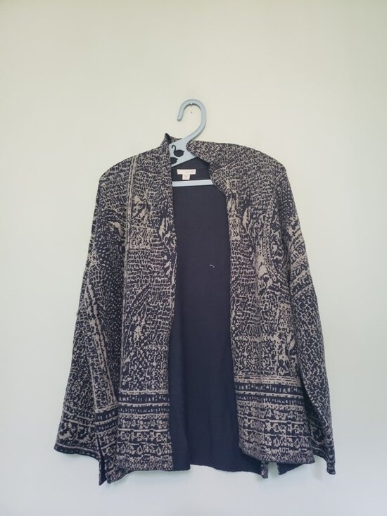 Pure Jill Sweaters - Pure Jill Women M Cardigan Sweater Open Front Heavyweight Long Sleeve Navy Gray